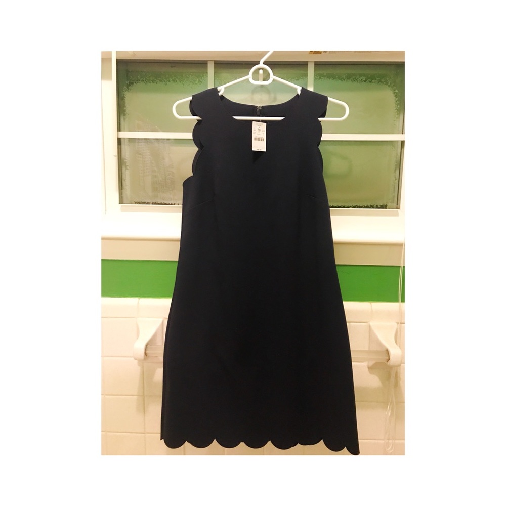 J.Crew Factory navy scallop shift dress